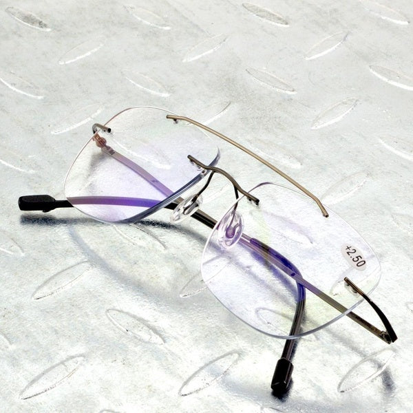 Men Women Aviation Rimless Antireflective Frameless Progressive Multifocal Limited Reading Glasses +1 to +4