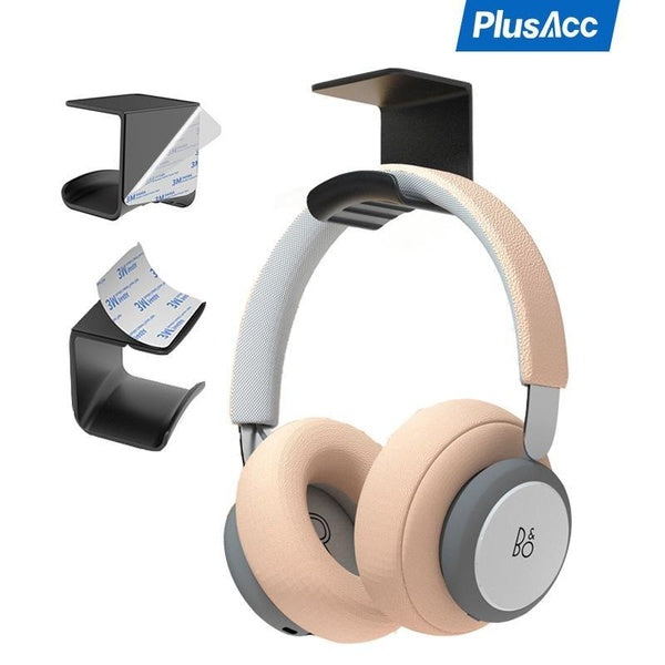 PlusAcc Headphone Bracket Hanger Adhesive Under Desk Wall Mounted Headset Stand Earphone Display Rack Hook
