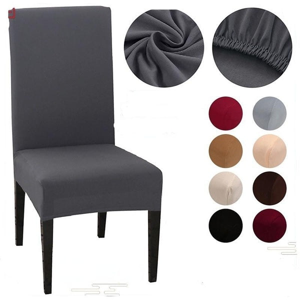 Upgrade 6-4-2-1Pcs Solid Color Dust-proof Dining Chair Slipcover Removable Polyester Chair Covers Spandex Slipcovers for Dining Room Stretch Elastic