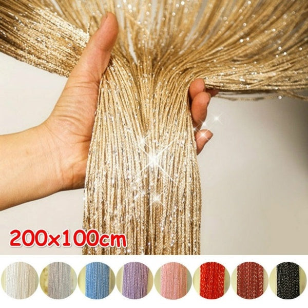 1 * 2 M Living Room Curtains Thread Curtains Flash Line Shiny Tassel String Door Curtain Window Room Divider Home Decoration