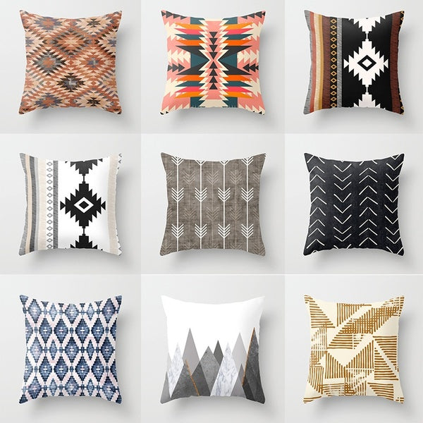 Nordic Minimalist Black and White Geometric Pillowcase Classic Triangle Pillow Home Sofa Cushion Cover[without Pillow]