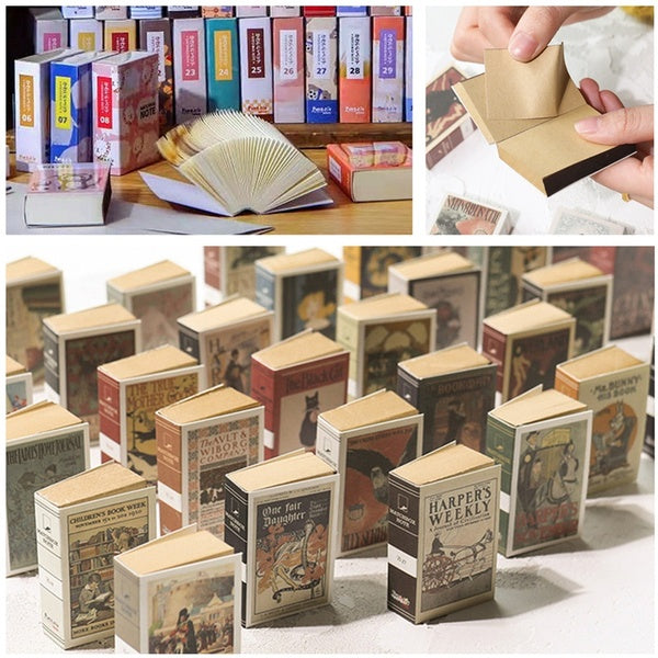 2Pcs Dollhouse Mini Retro Matchbox Notebook Cartoon Pocket Book Portable Notepad