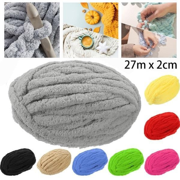 2cmx 27m-Roll Velvet Yarn Polyester Blended Cotton Chenille Crochet Knitting Yarn Soft Yarn Thread Thick Scarf DIY Hand-Knitted