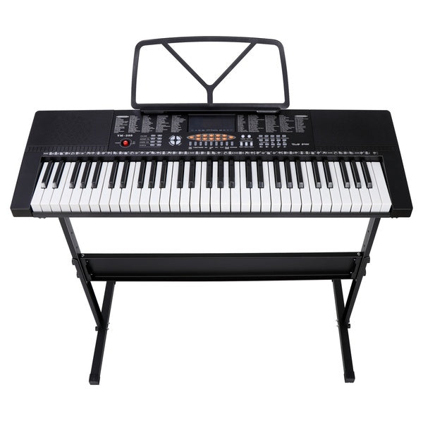 Electronic Keyboard Piano with Stand Stool Headphones Microphone 61 Key Portable