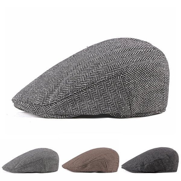 Élégant simple rayé gavroche casquette béret pour hommes décontracté artiste peintre chapeau mâle hiver plat lierre casquettes Vintage Gatsbay Cabbie