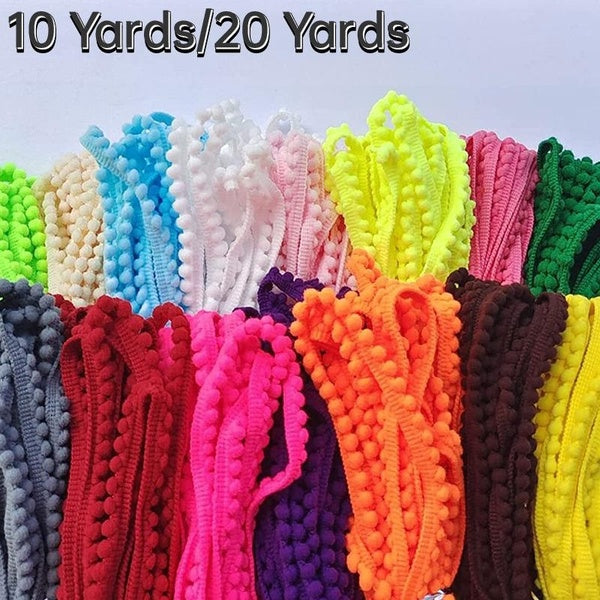 10-20 Yards Tiny Pom Pom Ball Fringe Trim Lace 5mm PomPoms Trim Ball Fringe Ribbon for DIY Craft Curtain Cloth Sewing Accessory
