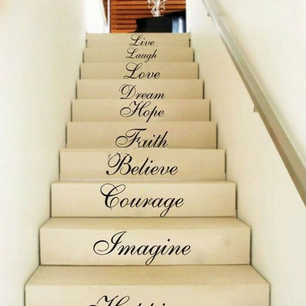Hot 45*58cm Wall Stair Riser Stickers Ten Inspiration Words Quotes Decals Home Vinyl Decors