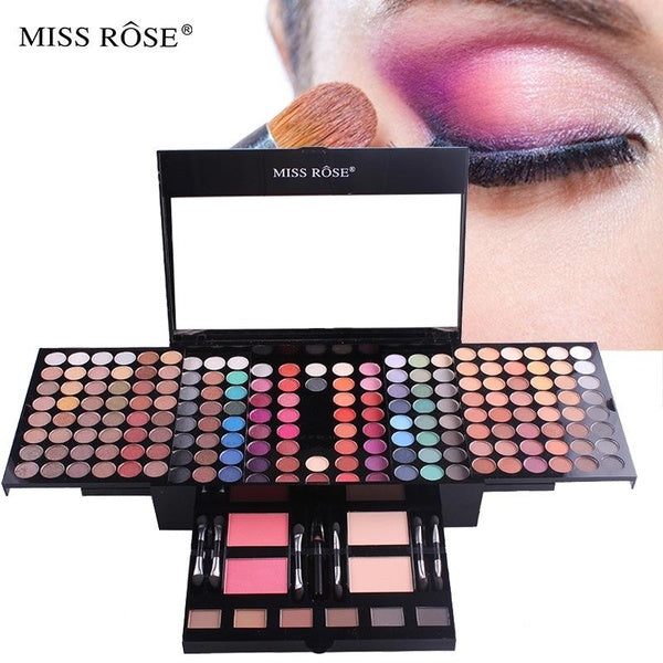 Miss Rose 180 Color Makeup Case Set Kit-Ultimate Color Combination-Holiday Gift Set Cosmetics Eye Shadow Lip Gloss Blush Combo Palette