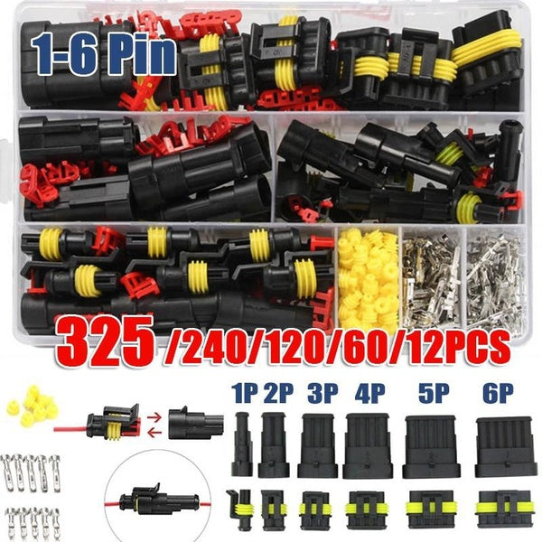 352-240-120-60PCS Waterproof Connectors 1-2-3-4-5-6 Pin Car Electrical Wire Connector Plug Auto Connectors 300V 12A