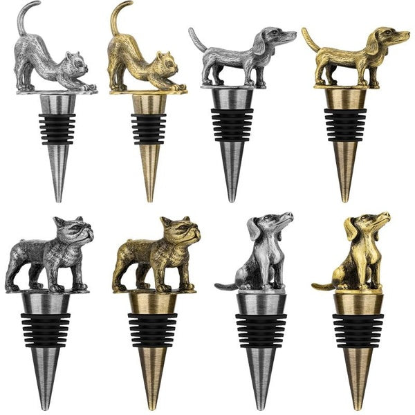 Lovely Animal Shape Bottle Stoppers Cute Pets Shape Metal Wine Stopper for Kitchen Club Restuarant Bar Accessory