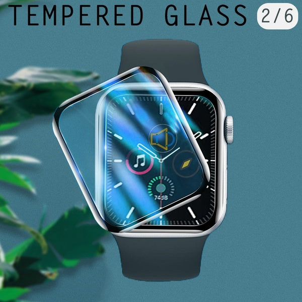 2-6pcs tempered glass and soft film for apple watch band SE 6 5 4 3 2 44mm 40mm Full Coverage Clear Screen Protector compatible for iwatch series 38m