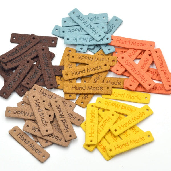 20pcs Handmade Motif Micro-Fiber Soft Label Tags for Handmade Items Crochet Knitting Accessories 42x10mm