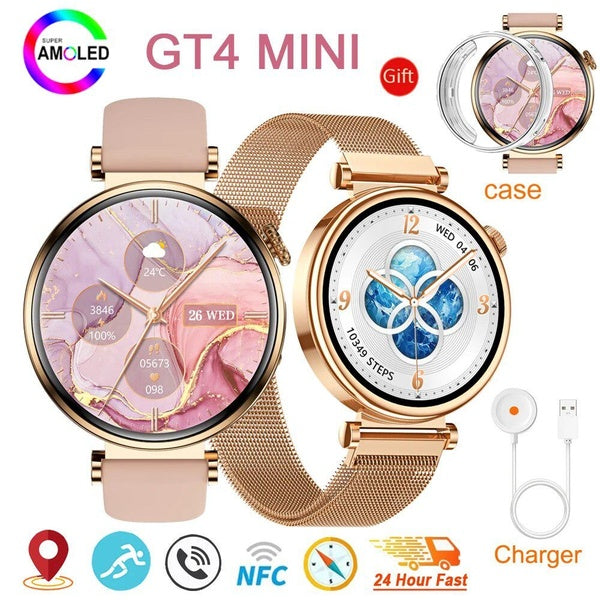 2024 nouveau GT4 Mini montre intelligente pour Huawei femmes 360*360 AMOLED HD écran GPS Tracker NFC IP68 fréquence cardiaque glycémie SmartWatch