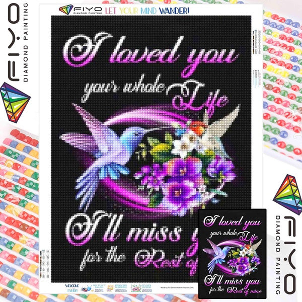 FIYO Hummingbirds and Flowers Diamond Painting Kits For Adults DIY 5D Diamond Mosaic Diamond Painting Home and Kitchen Fashion Canvas Pictures Wall D