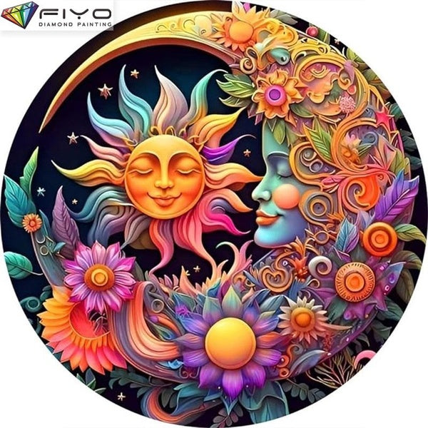 FIYO The Sun and the Moon DIY 5D Diamond Painting Full Drill with Number Kits Home and Kitchen Fashion Mosaic Diamond Painting Canvas Wall Decoration