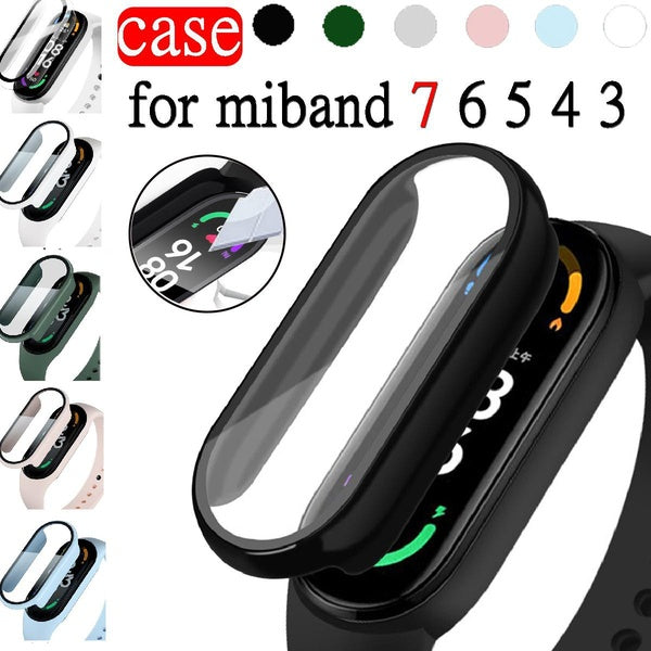 Tempered glass Case cover for Miband 7 6 5 4 3 Accessories Case with Film Full Coverage Protective Cover screen protector for Xiaomi Mi Band 7 6 for