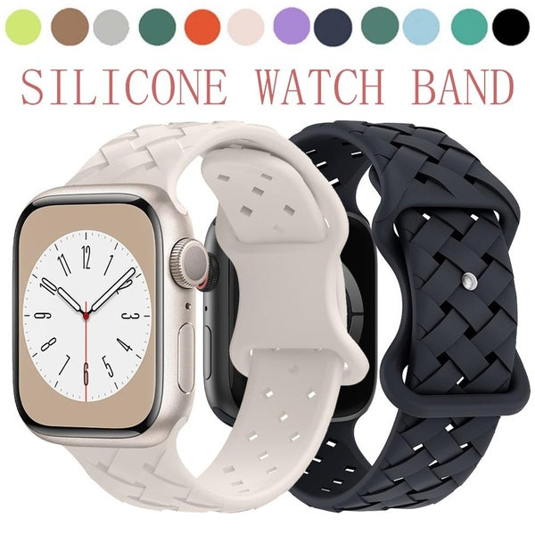 Silicone Band for Smart Watch Ultra 2-Ultra 49mm 9 8 7 45mm 41mm Breathable Sport Braided Bracelet Strap Accessories for Smartwatch Series SE 6 5 4 3 Matron Inn