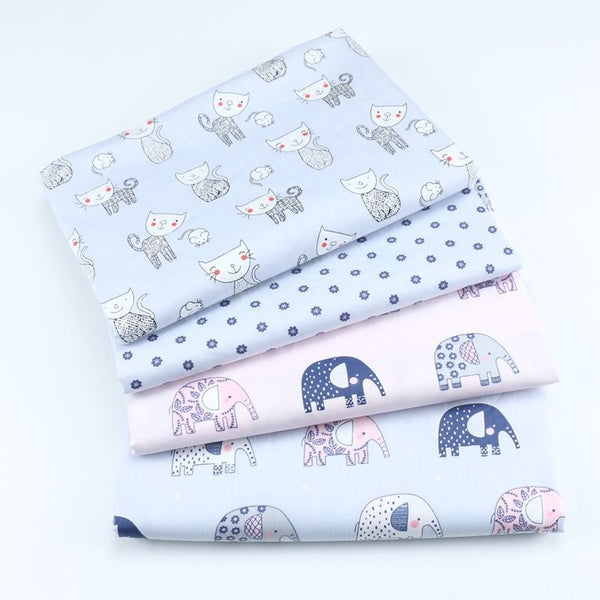 50*160cm Cartoon Elephant Printed Cloth Cotton Twill Fabric DIY Handmade Tecidos DIY Patchwork Telas Sewing Baby Bedding Tissu Quilting Tecido Sewing