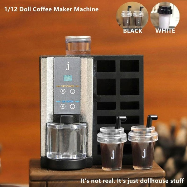 Simulation Cute Doll house 1-12 Miniature Kitchen Coffee Maker Machine With Pot Cup Set Doll Kid Toy