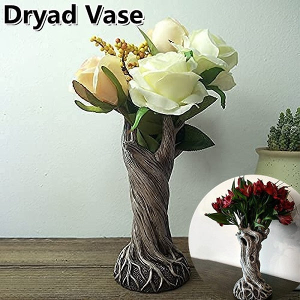 Dryad Vase Ornaments, Creative Tree Dry Furnishings Desktop Floral Garnish Resin Crafts Ornaments Suitable for Home Living Room Office Adornment