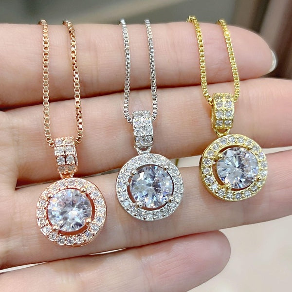 Fashion Beating Heart Necklace Smart Diamante Ziron Pendant Romantic Heart Choker Chain Necklace Female Tide Necklace Women's Jewelry Gift