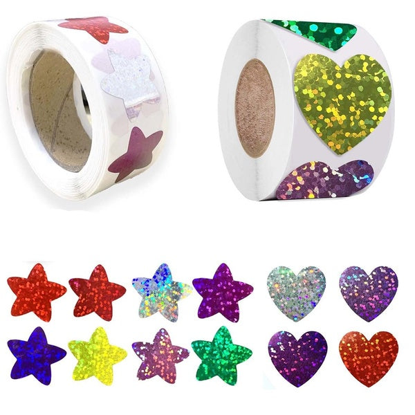 500pcs-roll Holiday Birthday Party Sealing Label Gift Box Packing Bag Laser Blank Stars For Card Envelope Five-pointed Star Stickers Handmade Decorat