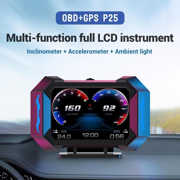 Majesun 3.3 pouces OBD jauge compteur OBD + GPS OBD2 compteur numérique SCANNER Hud température de l'eau RPM Turbo Boost automobile voiture