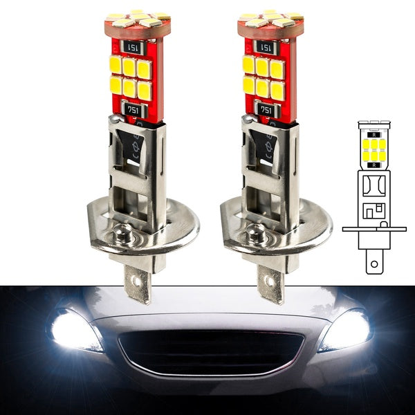 2x LED H1 Light Bulbs Fog Lamp Car Fog Light 12V 3W Super White Light 6000k Headlights Lamp Halogen Replacement Bulbs