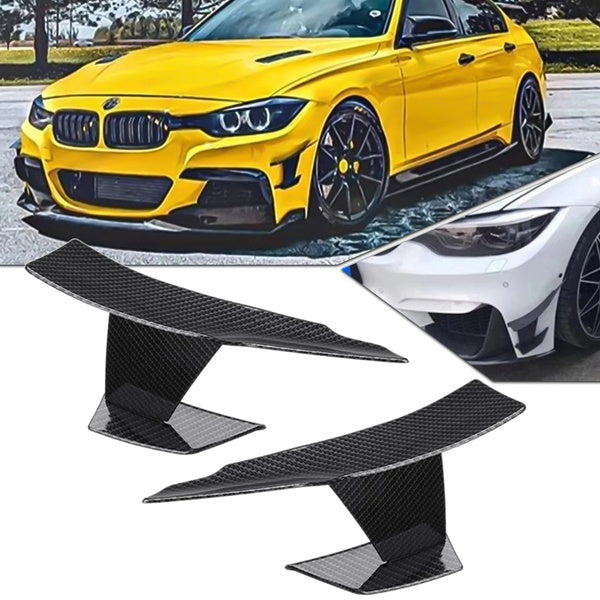 Carbon Fiber Style Front Bumper Lip Fin Splitter Spoiler Winglet Diffuser Canard Trim Sticker For BMW F80 M3 F82 F83 M4 Car Styling Accessories