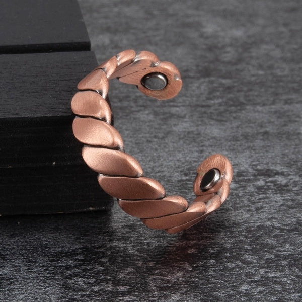 Twisted Adjustable Ring Men Pure Copper Magnetic Open Cuff Mens Rings 6mm Vintage Health Energy