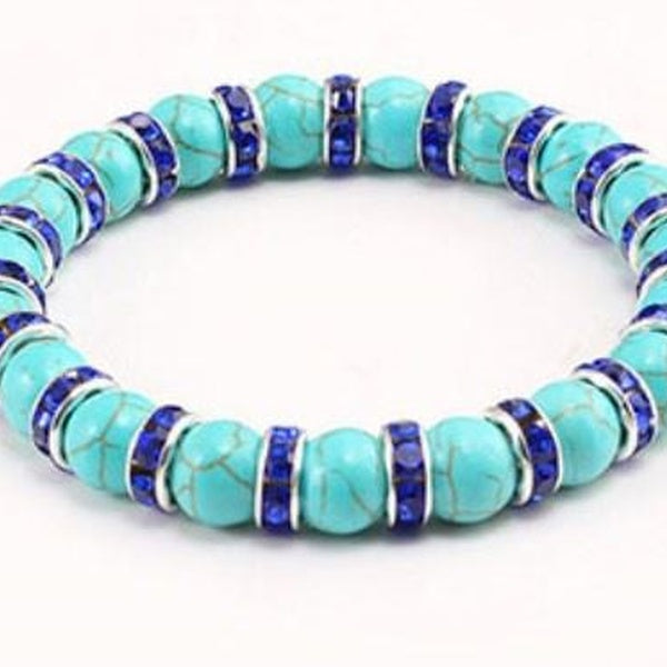 8mm turquoise stone spacer Beaded Bracelet Elastic Rope Distance Bracelets Bangles Healing Balance Yoga Jewelry Gift s34tgav4g4