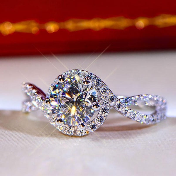 Fashion Intertwined Rings AAA 3 Claw Setting Zircon Rings for Women Bridal Engagement Rings Romantic Proposal Gift