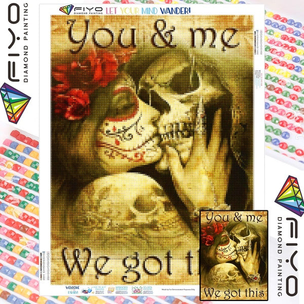 FIYO Beauty and Skull Diamond Painting Kits For Adults DIY 5D Diamond Mosaic Diamond Painting Home and Kitchen Fashion Canvas Pictures Wall Decoratio