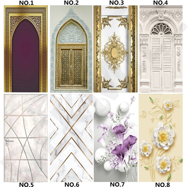 Door Sticker 3D Luxury Wall Decor Self-adhesive Flower Wallpaper For Doors Bedroom Living Room Renew Wardrobe Decor Waterproof Vinyl Poster Mural