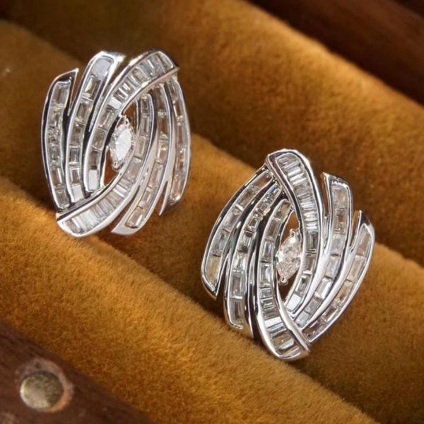 Hypoallergenic 925 Sterling Silver Crystal Diamond Flower Stud Earrings for Women Personality Fashion Accessories Matron Inn