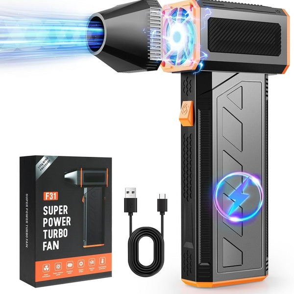 Electric Air Duster Rechargeable 130000RPM Super Powerful Turbo Dry Violent Jet Fan Cordless Rugged Air Blower for Electronics PC Car Detailing Home