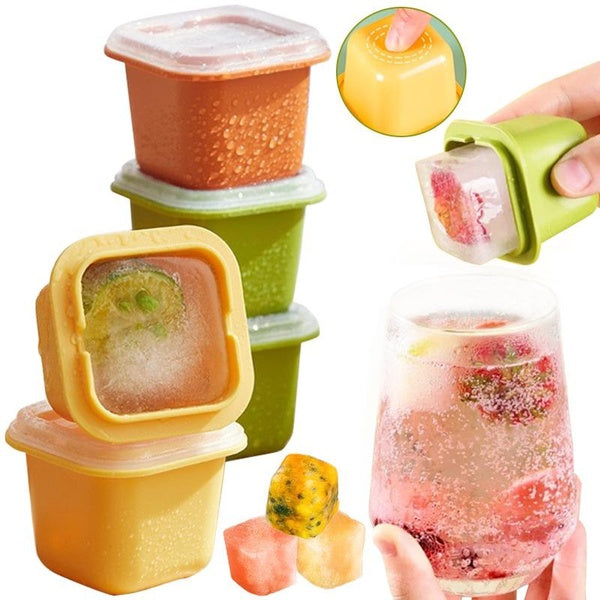 1-6pcs Ice Cube Trays with Lid Easy-Release & Flexible Single Ice Cube Mold DIY Homemade Popsicle Mold for Freezer Ice Cream Jelly Fruits Juice Choco