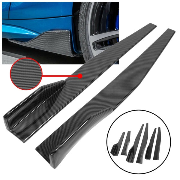 2pcs Carbon Fiber Pattern 45cm-74.5cm-86cm PP Material Universal Car Side Skirt Splitters Diffusers