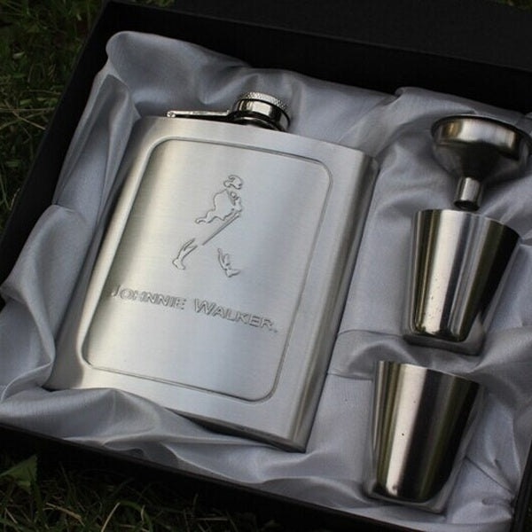 1SET Whisky Flagon Alcohol Hip Flask Stainless Steel Wine Pot Set High Quality Portable Wine Whisky Pot Bottle as Gift JZ 1101
