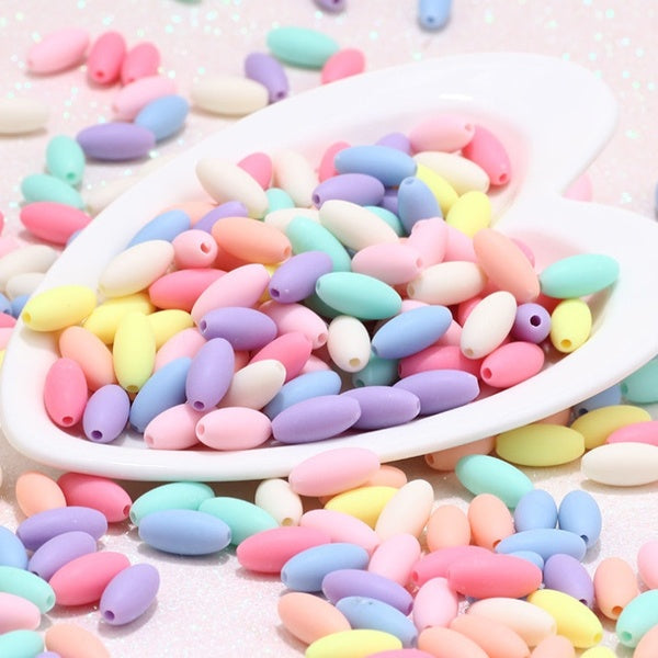 50PCS 15MM Mixed Candy Color Frosted Acrylic Beads Neon Matte Oval Spacer Loose Beads Jewelry Handmade Necklace DIYr Shape Acrylic Loose Beads For Di