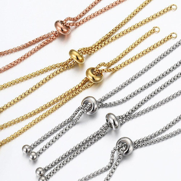 3pcs Multi-color Stainless Steel Chain Accessories for Jewelry Making DIY Loops Connector Pendants Bracelets Adjustable Slider Chain Findings Matron Inn