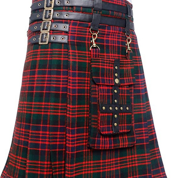 Kilts utilitaires Macdonald Tartan pour hommes avec poche avant amovible