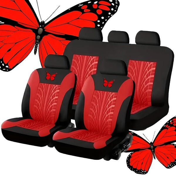 Car Seat Cover Full Set, Universal Butterfly Pattern Embroidery Auto Seat Cover Set