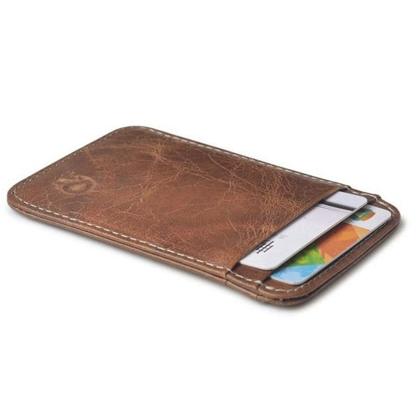 Genuine Leather ID Pocket Bank Credit Card Case Thin Card Wallet Men Cash Cards Pack Bus Card Holder
