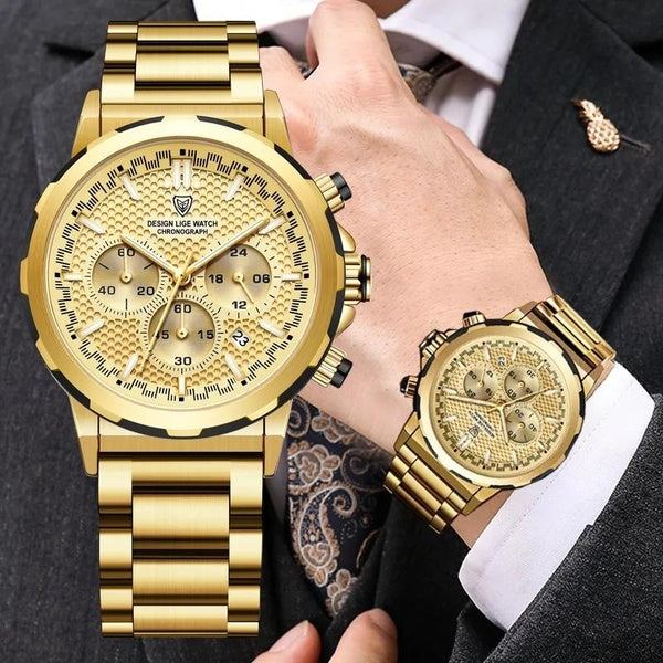 2023 LIGE Top marque montres pour hommes de luxe hommes montre-bracelet en acier montre à Quartz sport étanche mâle horloge grand Relogio Masculino
