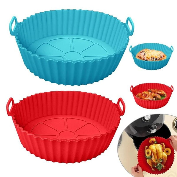 1PC Air Fryer Silicone Liners Pot, 8 Inch Replacement of Parchment Paper Liners, Non-Stick, Food Grade Reusable Air Fryer Baking Accessories (Top 8 I