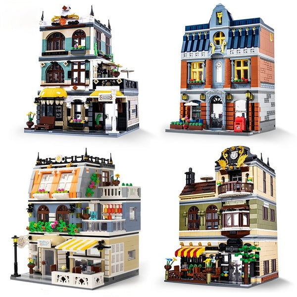 Creator CAFE Shop Garden Hotel Restaurant Store Model City Street View Building Blocks Architecture Bricks Toys Gifts For Kids