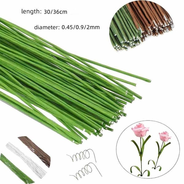 20Pcs 30 36cm Floral Wire High Quality Paper Covered Artificial BranchesIron Wire For DIY-nylon Flower Accessory