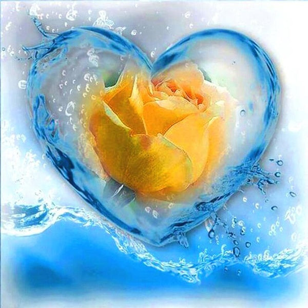 Heart Yellow Rose DIY 5D Diamond Painting Full Drill with Number Kits Home and Kitchen Fashion Crystal Rhinestone Cross Stitch Embroidery Paintings C