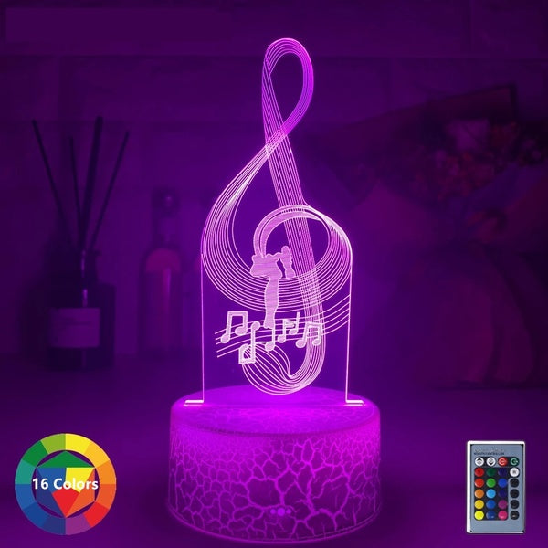 Acrylique 3d Illusion Bébé Veilleuse Coloré Lampe De Table Home Art Decor Noël Cadeau D'anniversaire Pour Enfants Enfant Note De Musique Hologramme V